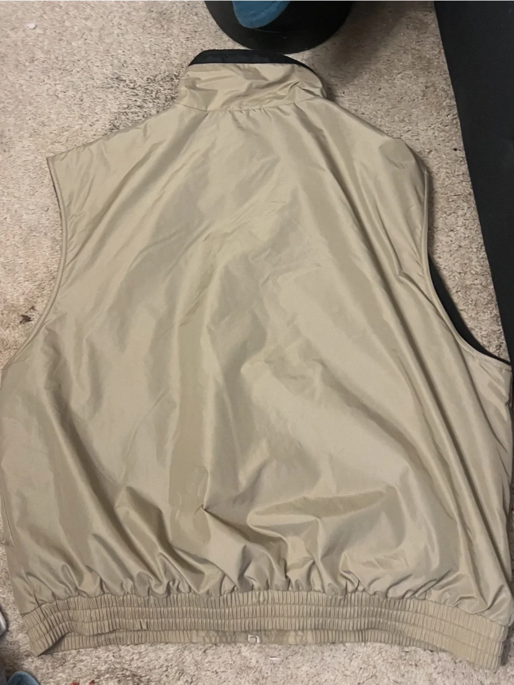 Men's Sleeveless Zip Vest in Beige with Patch Detail